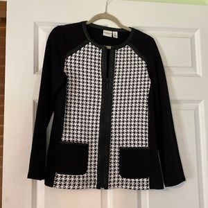 Chicos Zip up sweater Black and White